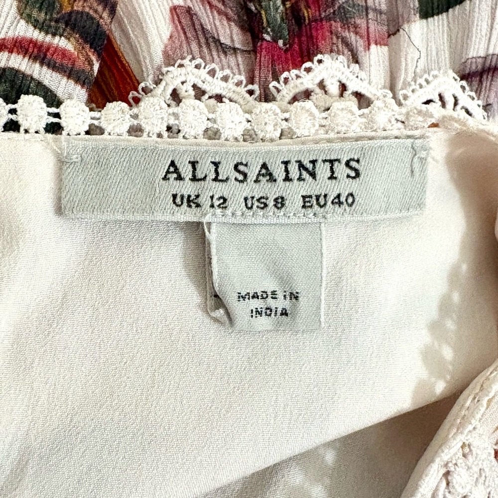 Like NEW!! 8 All Saints Cream Pink Long Sleeve Sundress - Picture 14 of 15